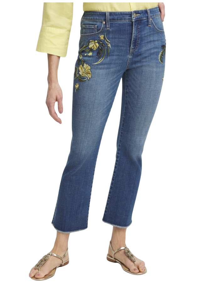 Embroidered Kick Flare Jeans